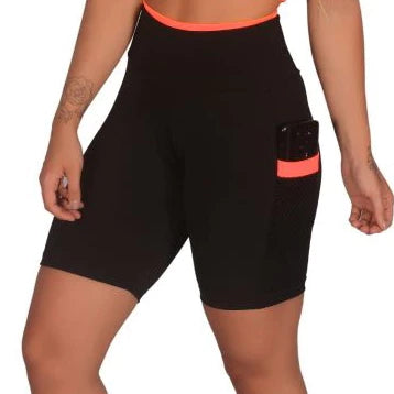 Kit 3 Shorts Femininos com Bolso Porta Celular - Academia e Treino