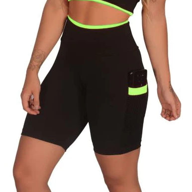 Kit 3 Shorts Femininos com Bolso Porta Celular - Academia e Treino