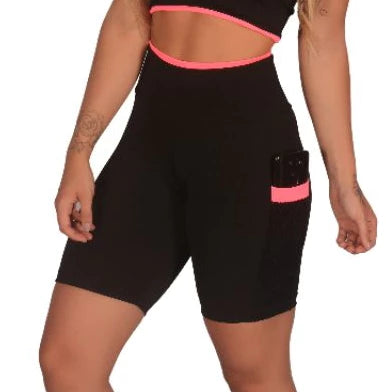 Kit 3 Shorts Femininos com Bolso Porta Celular - Academia e Treino