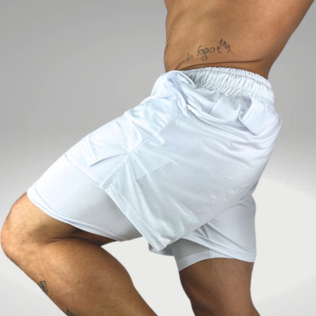 MaxFit 2 em 1 - Shorts Fitness com Forro e Suporte para Celular