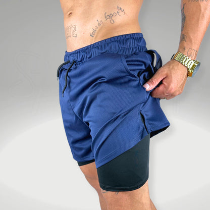 MaxFit 2 em 1 - Shorts Fitness com Forro e Suporte para Celular