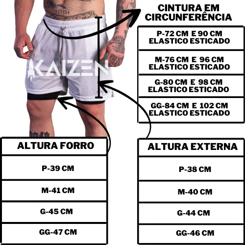 Kit Shorts Esportivos 2 em 1 com Bolsos e Compressão - Academia & Corrida