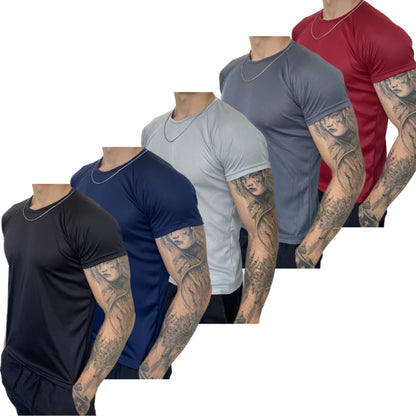 Kit 5 Camisetas Masculinas Dry Fit - Academia e Treino Esportivo