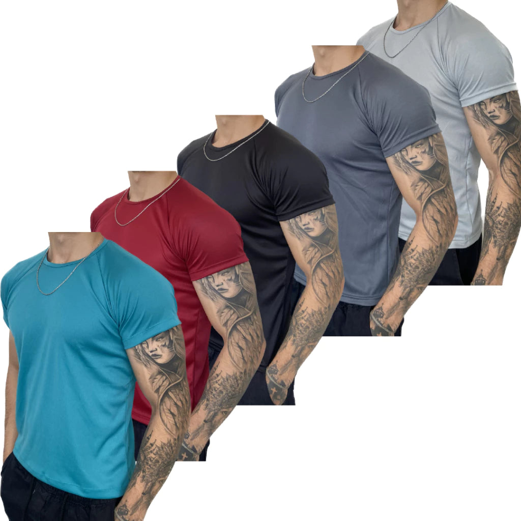 Kit 5 Camisetas Masculinas Dry Fit - Academia e Treino Esportivo