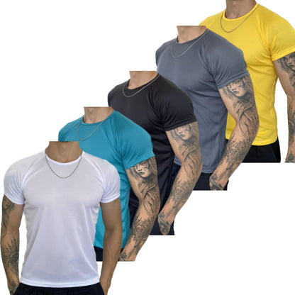 Kit 5 Camisetas Masculinas Dry Fit - Academia e Treino Esportivo