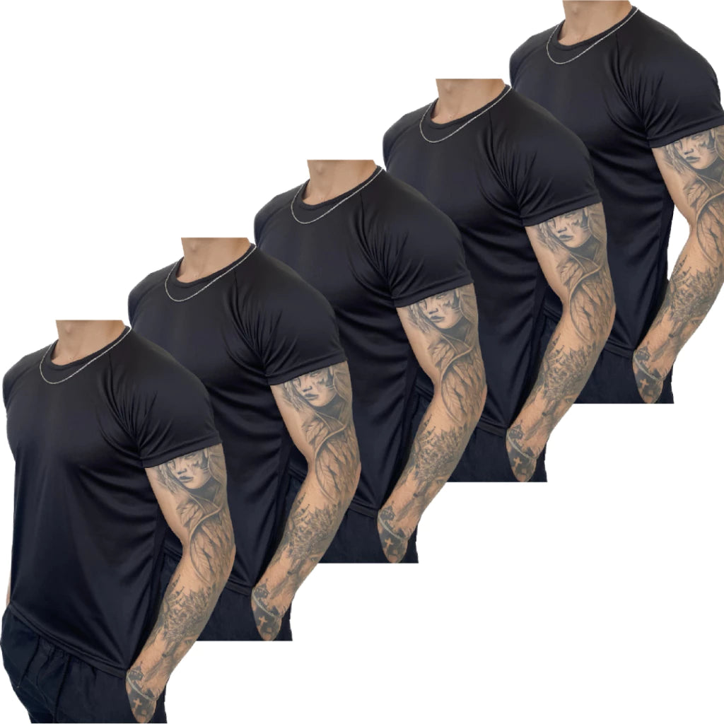 Kit 5 Camisetas Masculinas Dry Fit - Academia e Treino Esportivo