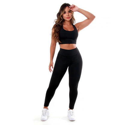 Kit 4 Conjuntos Femininos Fitness - Legging Suplex e Top para Treino